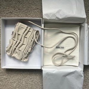 NWT Reike Nen Plitz Drawstring Leather Crossbody Bag IVORY